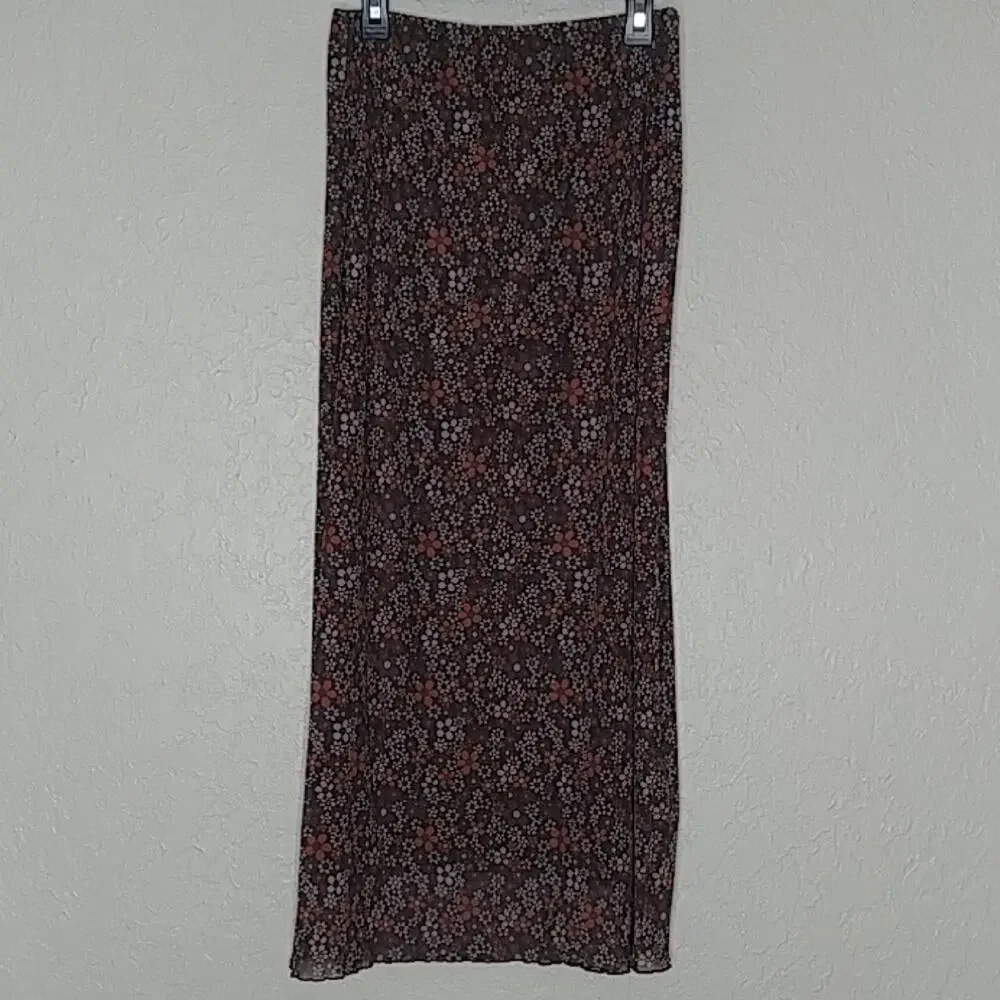 Multicolored Floral Fairy Grunge Boho Indie Midi Skirt Size L